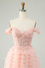 Load image into Gallery viewer, Blush A Line Off The Shoulder Corset Short Tulle Graduation Dress