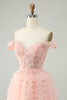 Load image into Gallery viewer, Blush A Line Off The Shoulder Corset Short Tulle Graduation Dress