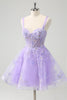 Load image into Gallery viewer, Lilac A-Line Corset Embroidered Graduation Dress with Sequins