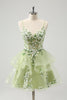 Load image into Gallery viewer, Light Green A Line Applique Short Graduation Dress with Ruffles