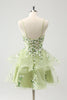 Load image into Gallery viewer, Light Green A Line Applique Short Graduation Dress with Ruffles