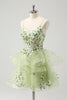 Load image into Gallery viewer, Light Green A Line Applique Short Graduation Dress with Ruffles