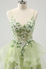 Load image into Gallery viewer, Light Green A Line Applique Short Graduation Dress with Ruffles