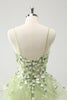 Load image into Gallery viewer, Light Green A Line Applique Short Graduation Dress with Ruffles