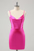 Load image into Gallery viewer, Simple Fuchsia Cowl Neck Backless Tight Short Graduation Dress