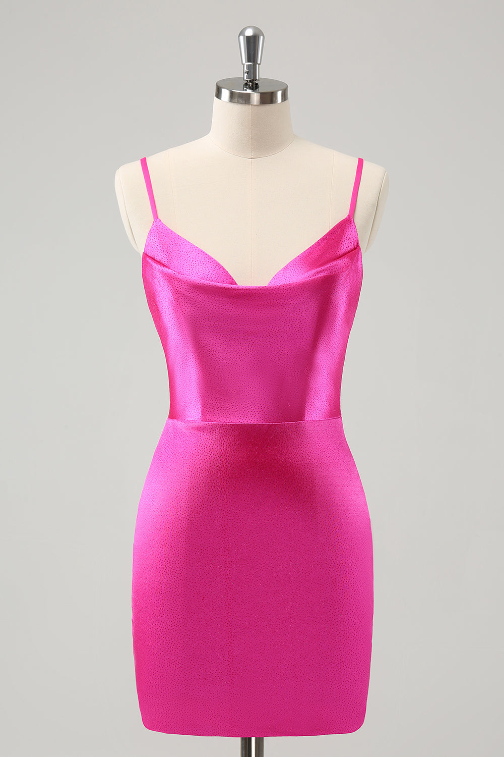 Simple Fuchsia Cowl Neck Backless Tight Short Graduation Dress