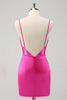 Load image into Gallery viewer, Simple Fuchsia Cowl Neck Backless Tight Short Graduation Dress