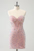 Load image into Gallery viewer, Sparkly Strapless Light Pink Tight Short Graduation Dress with Sequins