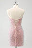 Load image into Gallery viewer, Sparkly Strapless Light Pink Tight Short Graduation Dress with Sequins