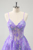 Load image into Gallery viewer, Sparkly Lilac A Line Spaghetti Straps Sequins Corset Graduation Dress