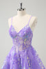 Load image into Gallery viewer, Sparkly Lilac A Line Spaghetti Straps Sequins Corset Graduation Dress