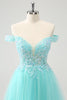 Load image into Gallery viewer, Sparkly Light Green A Line Off The Shoulder Short Graduation Dress