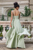 Load image into Gallery viewer, Matcha A Line Spaghetti Straps Long Bridesmaid Dress with Ruffles