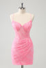 Load image into Gallery viewer, Pink Spaghetti Straps Tight Corset Graduation Dress with Lace Up Back