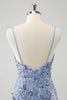 Load image into Gallery viewer, Grey Blue Spaghetti Straps Sequined Tight Graduation Dress