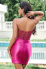 Load image into Gallery viewer, Sparkly Sweetheart Fuchsia Tight Short Graduation Dress with Beading