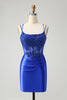 Load image into Gallery viewer, Royal Blue Corset Spaghetti Straps Tight Graduation Dress