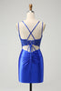 Load image into Gallery viewer, Royal Blue Corset Spaghetti Straps Tight Graduation Dress