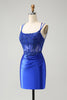 Load image into Gallery viewer, Royal Blue Corset Spaghetti Straps Tight Graduation Dress