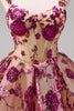 Load image into Gallery viewer, Sparkly Fuchsia A Line Corset Long Graduation Dress with Sequins