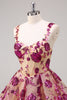 Load image into Gallery viewer, Sparkly Fuchsia A Line Corset Long Graduation Dress with Sequins