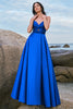 Load image into Gallery viewer, Spaghetti Straps Satin Keyhole Ink Blue Bridesmaid Dress