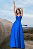 Load image into Gallery viewer, Spaghetti Straps Satin Keyhole Ink Blue Bridesmaid Dress