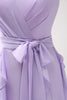 Load image into Gallery viewer, Lilac A-Line Chiffon Ruffled Bridesmaid Dress with Slit