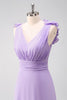 Load image into Gallery viewer, Lilac Chiffon A-Line Ruched Bridesmaid Dress with Ruffles