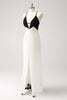 Load image into Gallery viewer, Black White Sheath Spaghetti Straps Long Prom Dress With Front Split