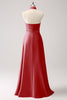 Load image into Gallery viewer, Pink Keyhole A-Line Satin Bridesmaid Dress with Slit