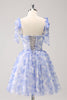 Load image into Gallery viewer, Blue Corset A-Line Short Floral Graduation Dress