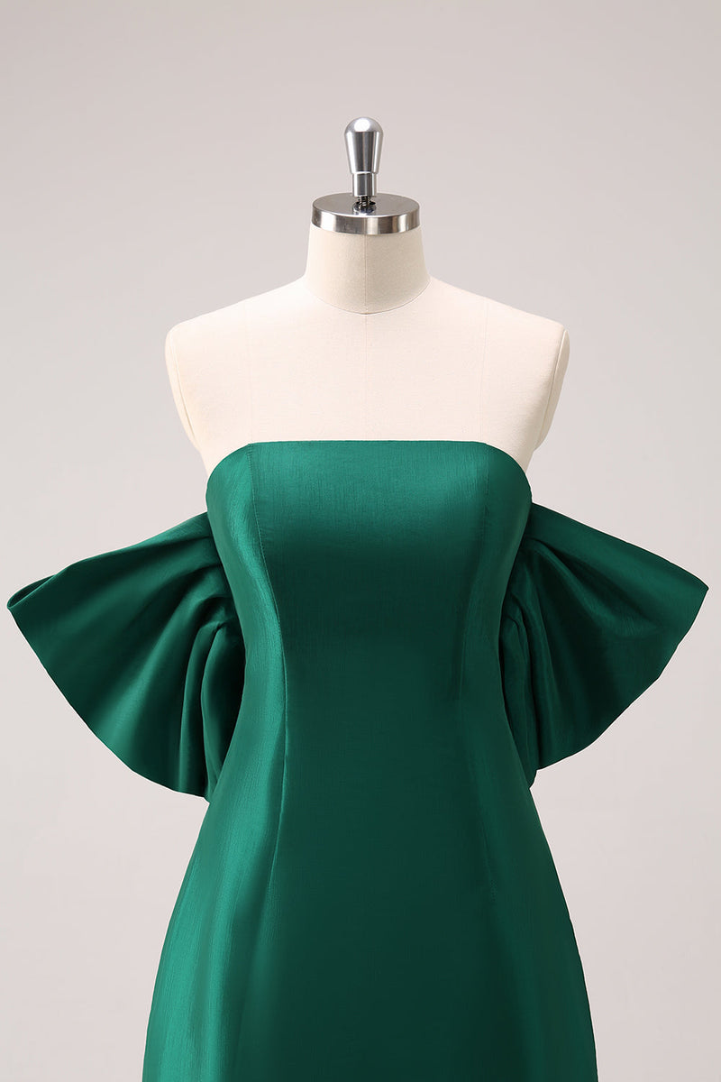 Load image into Gallery viewer, Dark Green Strapless A Line Short Graduation Dress with Bow