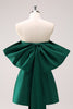 Load image into Gallery viewer, Dark Green Strapless A Line Short Graduation Dress with Bow