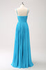 Load image into Gallery viewer, Peacock Blue A Line Pleated Spaghetti Straps Bridesmaid Dress