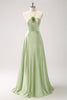 Load image into Gallery viewer, Light Green A Line Halter Hollow Out Satin Bridesmaid Dress with Flower