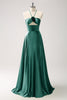 Load image into Gallery viewer, Light Green A Line Halter Hollow Out Satin Bridesmaid Dress with Flower