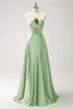 Load image into Gallery viewer, Light Green A Line Halter Hollow Out Satin Bridesmaid Dress with Flower