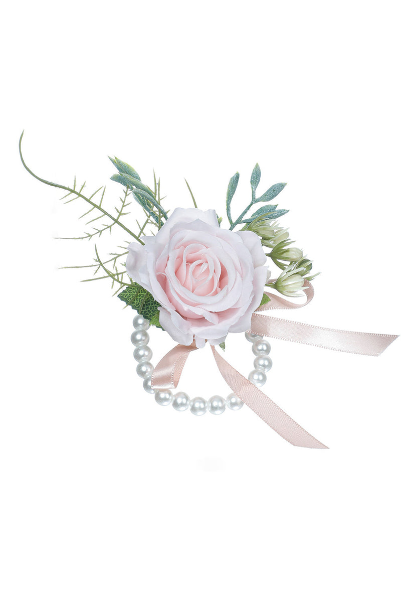 Load image into Gallery viewer, Delicate Pink Pearl Prom Wrist Corsage for Wedding Party