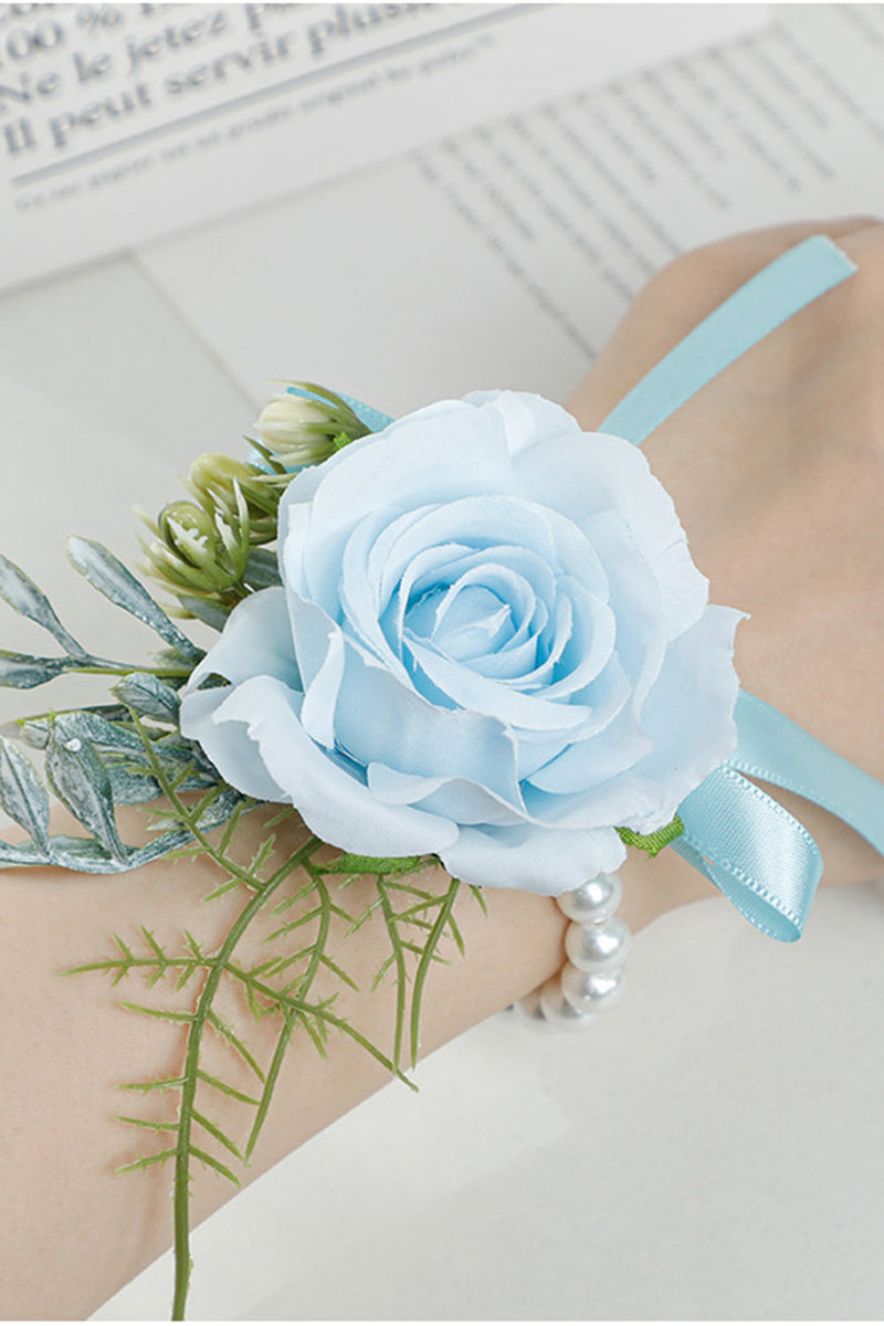 Load image into Gallery viewer, Delicate Pink Pearl Prom Wrist Corsage for Wedding Party