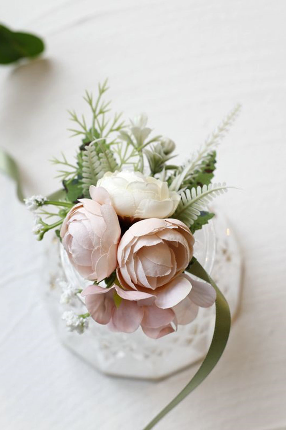 Elegant Blush Prom Wrist Corsage For Wedding Party