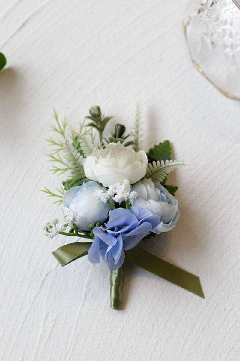 Load image into Gallery viewer, Romantic Blue Prom Wrist Corsage for Wedding Party