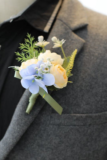 Romantic Blue Prom Wrist Corsage for Wedding Party