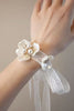 Load image into Gallery viewer, White Ceramic Petal Wrist Corsage with Pearls