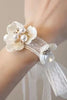 Load image into Gallery viewer, White Ceramic Petal Wrist Corsage with Pearls