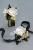 Load image into Gallery viewer, Luxury Black White Homecoming Wrist Corsage and Men&#39;s Boutonniere Set