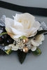 Load image into Gallery viewer, Luxury Black White Homecoming Wrist Corsage and Men&#39;s Boutonniere Set