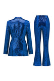 Sparkly Green Sequins Notched Lapel Women Choir Suits with Belt