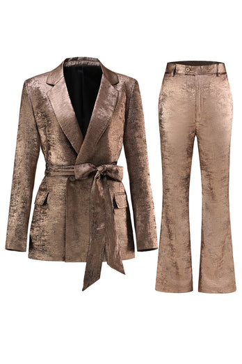 Golden 2 Piece Women's Suits with Belt