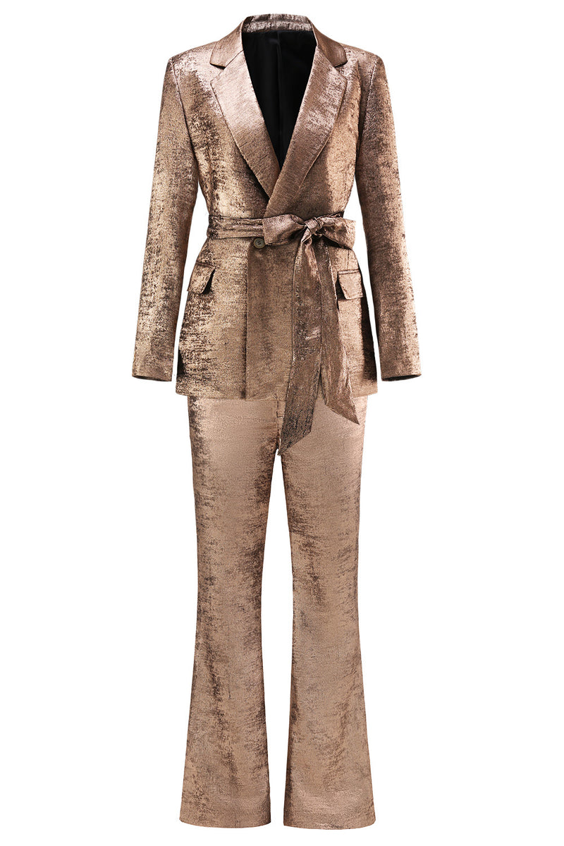 Load image into Gallery viewer, Golden 2 Piece Women&#39;s Suits with Belt